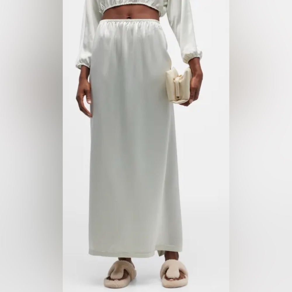 LESET Barb Satin Maxi Skirt in Celery Icy Pale Mint Green Size Medium NWT